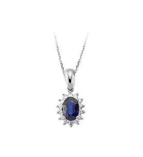 Sirius Pırlanta ve Oval Safir Taşlı Anturaj Kolye 0717P0031