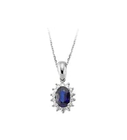 Sirius Pırlanta ve Oval Safir Taşlı Anturaj Kolye 0717P0031