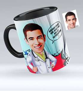 BK Gift Kişiye Özel Bay Doktor Karikatürlü Siyah Kupa Bardak  1