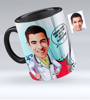 BK Gift Kişiye Özel Bay Doktor Karikatürlü Siyah Kupa Bardak  1