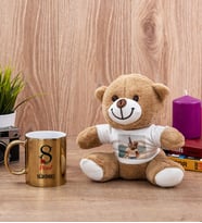 Kadınlar Gününe Özel Gold Kupa Bardak ve Peluş Ayıcık