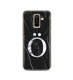 Samsung A6 Plus Siyah Mermer Harf Tasarımlı Telefon Kılıfı Ö-Harfi 