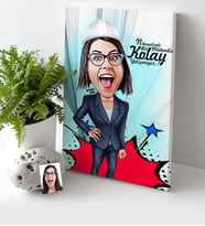 BK Gift Kişiye Özel Bayan Mühendis Karikatür Kanvas Tablo 30x50cm 1