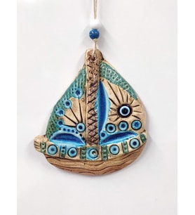 Seramik Mini Gemi Dekoratif Duvar Süsü 13x15 cm