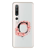 Pembe Çiçekli Harf Tasarım Süper Şeffaf Silikon Telefon Kılıfı Xiomai Mi10- Mi 1