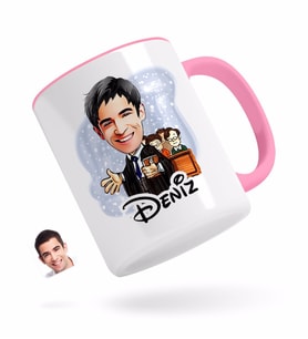 BK Gift Kişiye Özel Erkek Avukat Karikatürlü Pembe Kupa Bardak-2