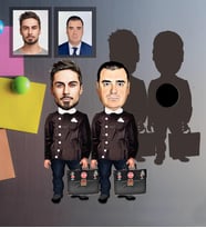 Kişiye Özel Seksenler Siyah Önlük Karikatürlü Ahşap Magnet Erkek Arkadaş-1