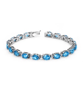 Lova Pırlantalı Oval Blue Topaz Bileklik - 4080003
