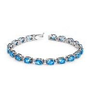 Lova Pırlantalı Oval Blue Topaz Bileklik - 4080003