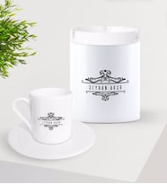 BK Gift Kişiye Özel İsimli Türk Kahvesi Fincanı ve Seramik Kül Tablası Seti-8 (Model 1)
