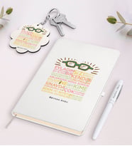 BK Gift Kişiye Özel Öğretmen Sözleri Beyaz Defter Kalem ve Anahtarlık Hediye Seti-2 (Model 1)