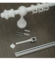 Ahşap Rustik Tek Raylı Perde Askısı Venti (Beyaz)