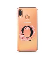 Pembe Çiçekli Harf Tasarım Süper Şeffaf Silikon Telefon Kılıfı Samsung A40 Q-Har