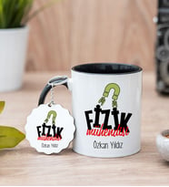 Fizik Mühendisi Siyah Kupa Bardak Ve Anahtarlık Set