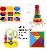 Hamaha Ahşap Zeka Eğitici Oyuncak Set Okul Öncesi Eğitim Puzzle Bultak