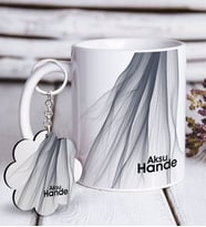 BK Gift Kişiye Özel İsimli Beyaz Kupa ve Anahtarlık Hediye Seti-53 (Model 1)