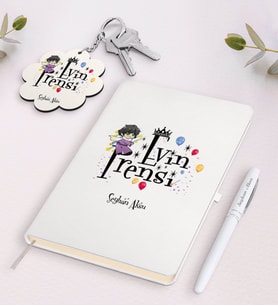 BK Gift Kişiye Özel Evin Prensi Beyaz Defter Kalem ve Anahtarlık Hediye Seti (Model 1)