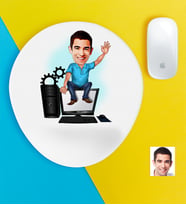 BK Gift Kişiye Özel Bay Chef Karikatürlü Bilek Destekli Mouse Pad (Beyaz)