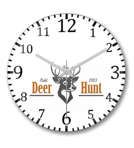 Deer Hunt Duvar Saati Bombeli Gercek Cam