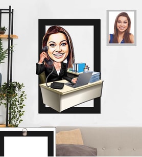 Kişiye Özel Patron Karikatürlü 3D Ahşap Tablo 30x47 Bayan-17