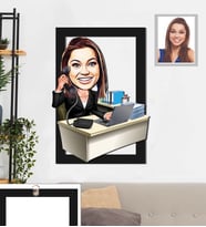 Kişiye Özel Patron Karikatürlü 3D Ahşap Tablo 30x47 Bayan-17