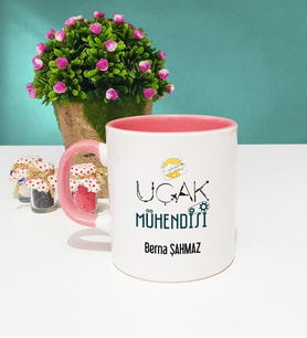 Uçak Mühendisi Tasarımlı Kişiye Özel Uçak Mühendisi Kupa Bardak Pembe