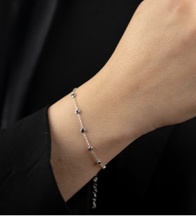 Mode Silver Renkli yuvarlak taşlı gümüş bileklik (Gümüş)
