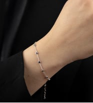 Mode Silver Renkli yuvarlak taşlı gümüş bileklik (Gümüş)