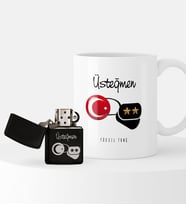 BK Gift Kişiye Özel Üsteğmen Temalı Çakmak ve Kupa Seti - 1
