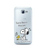 Snoopy Tasarımlı Süper Şeffaf Silikon Telefon Kılıfı Samsung A8 (2016)  