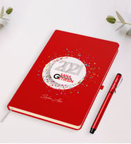 BK Gift Kişiye Özel 2024 Sana Mutluluk Getirsin Temalı Kırmızı Defter Kalem Seti