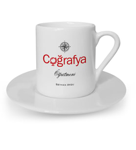 BK Gift Kişiye Özel Coğrafya Öğretmeni Türk Kahvesi Fincanı  1