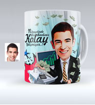 BK Gift Kişiye Özel Bay Bankacı Karikatürlü Beyaz Kupa Bardak  1