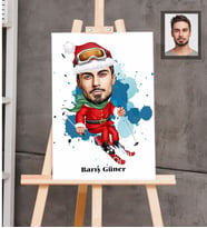 Kişiye Özel Yılbaşı Erkek Karikatürlü Ahşap Tablo 30x47 Model-12