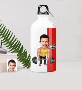 BK Gift Kişiye Özel Bay Halter Sporcusu Karikatürlü Metal Suluk 500 Ml