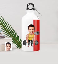 BK Gift Kişiye Özel Bay Halter Sporcusu Karikatürlü Metal Suluk 500 Ml