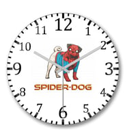 Spider Dog Pug Duvar Saati Bombeli Gercek Cam