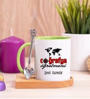 Coğrafya Öğretmeni Ahşap Altlıklı Yeşil Kupa Bardak