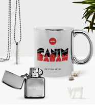 BK Gift Kişiye Özel Canım Babam Krom Kupa Benzinli Çakmak Kolye Seti-5 (Model 1)