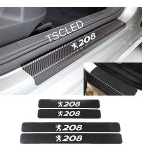 Peugeot 208 Karbon Kapı Eşiği Koruma Sticker Yapıştırma (4 Adet)