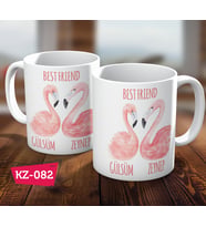 Kişiye Özel İsimli Yakın Arkadaşlar Flamingo Arkadaşa Hediye Kupa Bardak