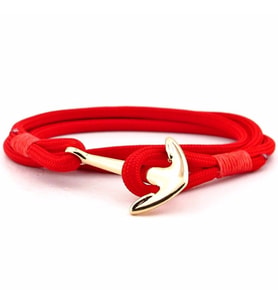 KIRMIZI PARACORD ALTIN RENGİ METAL ÇAPA ERKEK BİLEKLİK BT543