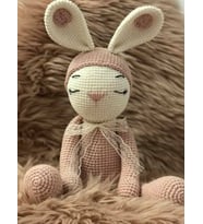 Kişiye Özel Organik Amigurumi Uykucu Tavşan Zoe Sağlıklı Oyuncak