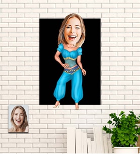 Kişiye Özel Oryantal Temalı Karikatür Ahşap Tablo