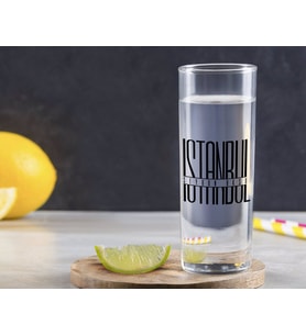 BK Gift Kişiye Özel Renkli Baskılı İstanbul Tasarımlı Vodka Bardağı-1 (Beyaz)