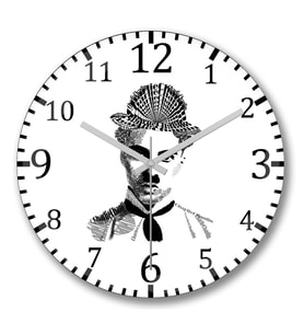 Charlie Chaplin Duvar Saati Bombeli Gercek Cam