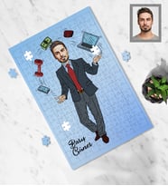 Kişiye Özel Patron Tasarımlı Karikatür A3 130 Parça Puzzle Bay-1