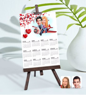 BK Gift Kişiye Özel 15x21 cm Fotoğraf Kartlı Sevgililer Karikatürlü Şövaleli 2024 Takvim -11 (Beyaz)