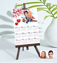 BK Gift Kişiye Özel 15x21 cm Fotoğraf Kartlı Sevgililer Karikatürlü Şövaleli 2024 Takvim -11 (Beyaz)