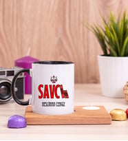 Savcı Ahşap Altlıklı Mumlu Siyah Kupa Bardak